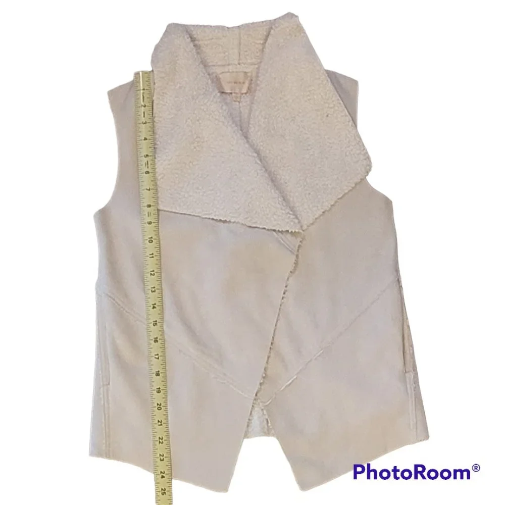 Faux Suede Sherpa Fleece Lined Boho Waterfall Open Front Vest with Pockets